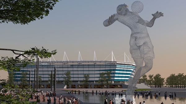 Перед калининградским стадионом к ЧМ-2018 предлагают установить двадцатиметрового «Аквамена»