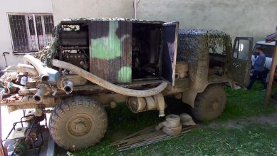 «Чёрные копатели» использовали закамуфлированный «ГАЗ-66» со встроенной помпой для добычи янтаря