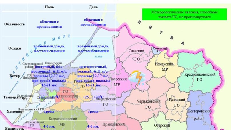 Жара и сильные грозы. Прогноз погоды в Калининградской области на 29 июня