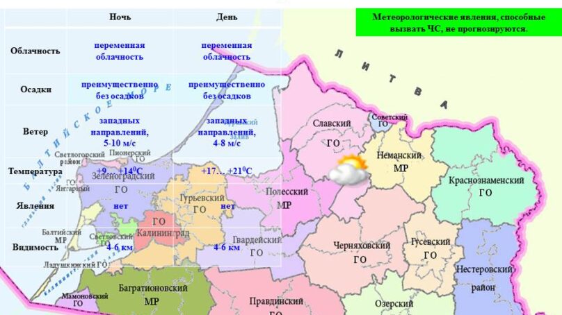 Прогноз погоды в Калининграде на 18 июля