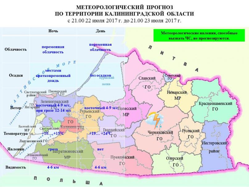 Прогноз погоды в Калининграде на 23 июля