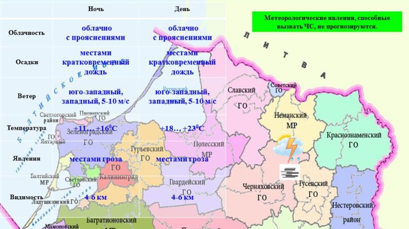 Прогноз погоды в Калининграде на 28 июля