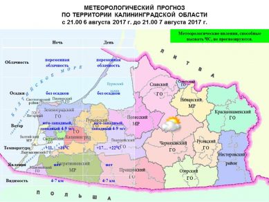 Прогноз погоды в Калининграде на 7 августа