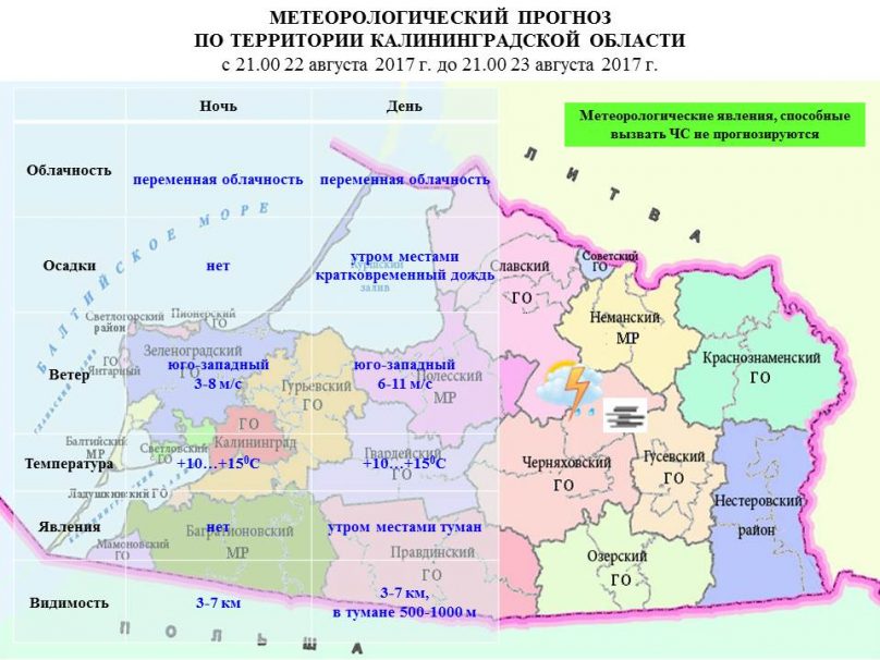Синоптики обещают туман и кратковременные дожди в Калининграде