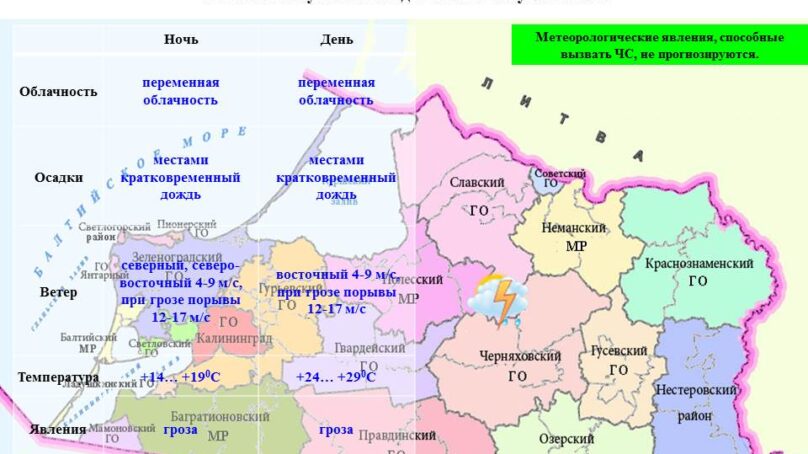 Прогноз погоды в Калининграде на 11 августа
