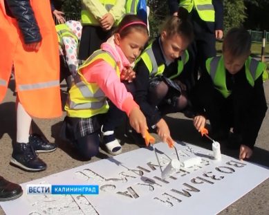 На Калининградских зебрах появилось послание «Возьми ребенка за руку!»