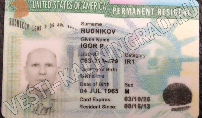 Прокуратура Калининградской области проверяет информацию о наличии грин-карты США у Игоря Рудникова