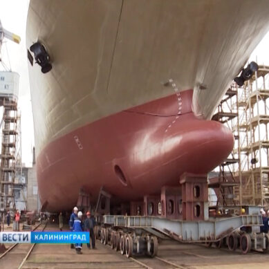 В Калининграде торжественно спустили на воду новый Большой десантный корабль «Пётр Моргунов»