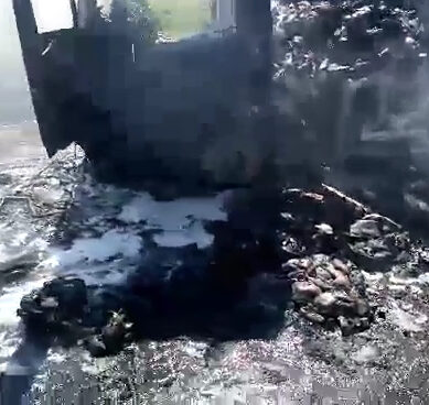 На трассе под Озёрском сгорел грузовик с мясом (ВИДЕО)