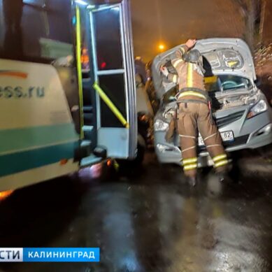 В Калининграде столкнулись автобус и автомобиль