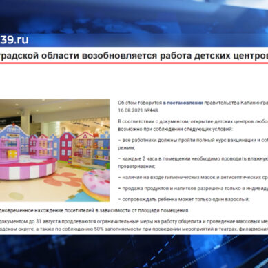 В Калининградской области возобновляется работа детских центров и игровых комнат