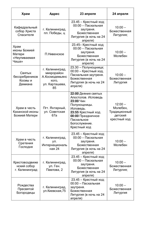 Орган в калининграде расписание