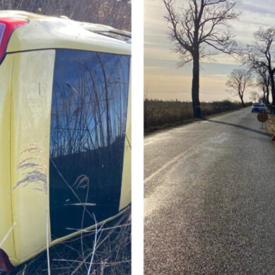 21-летний водитель попал в больницу после опрокидывания его автомобиля в Славском районе