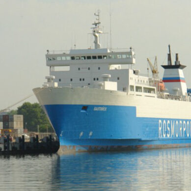 На линии «Морской порт Усть-Луга – морской порт Калининград» начал работу паром «Балтийск»
