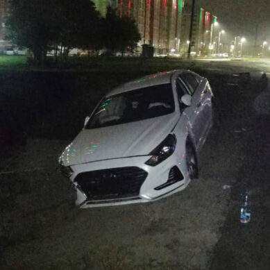 На улице Понартской иномарка съехала в кювет, пострадал водитель