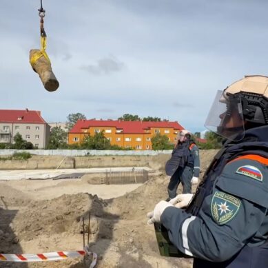 Фугасную мину нашли на улице Батальной в Калининграде во время проведения строительных работ